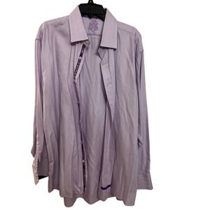English Laundry Mens DressShirt Lavender MicroDot Pattern Button Down 17.5 34/35